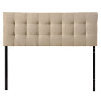 King size Beige Fabric Upholstered Mid-Century Style Headboard