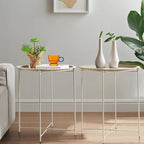 VECELO Side/End Table, Folding Round Metal Anti-Rust and Waterproof Outdoor for Living Room Bedroom,Nightstands