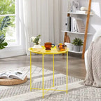 VECELO Side/End Table, Folding Round Metal Anti-Rust and Waterproof Outdoor for Living Room Bedroom,Nightstands