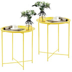 VECELO Side/End Table, Folding Round Metal Anti-Rust and Waterproof Outdoor for Living Room Bedroom,Nightstands