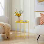 VECELO Side/End Table, Folding Round Metal Anti-Rust and Waterproof Outdoor for Living Room Bedroom,Nightstands