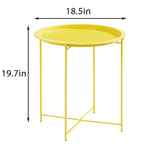 VECELO Side/End Table, Folding Round Metal Anti-Rust and Waterproof Outdoor for Living Room Bedroom,Nightstands