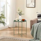 VECELO Side/End Table, Folding Round Metal Anti-Rust and Waterproof Outdoor for Living Room Bedroom,Nightstands