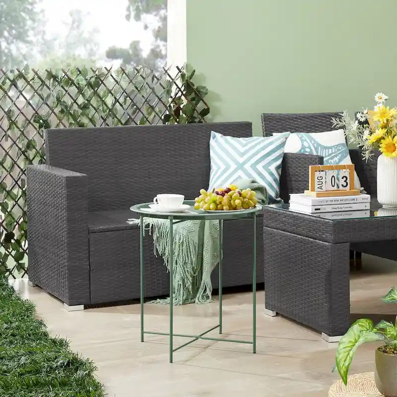 VECELO Side/End Table, Folding Round Metal Anti-Rust and Waterproof Outdoor for Living Room Bedroom,Nightstands
