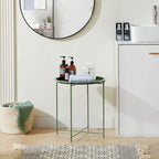 VECELO Side/End Table, Folding Round Metal Anti-Rust and Waterproof Outdoor for Living Room Bedroom,Nightstands