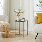 VECELO Side/End Table, Folding Round Metal Anti-Rust and Waterproof Outdoor for Living Room Bedroom,Nightstands