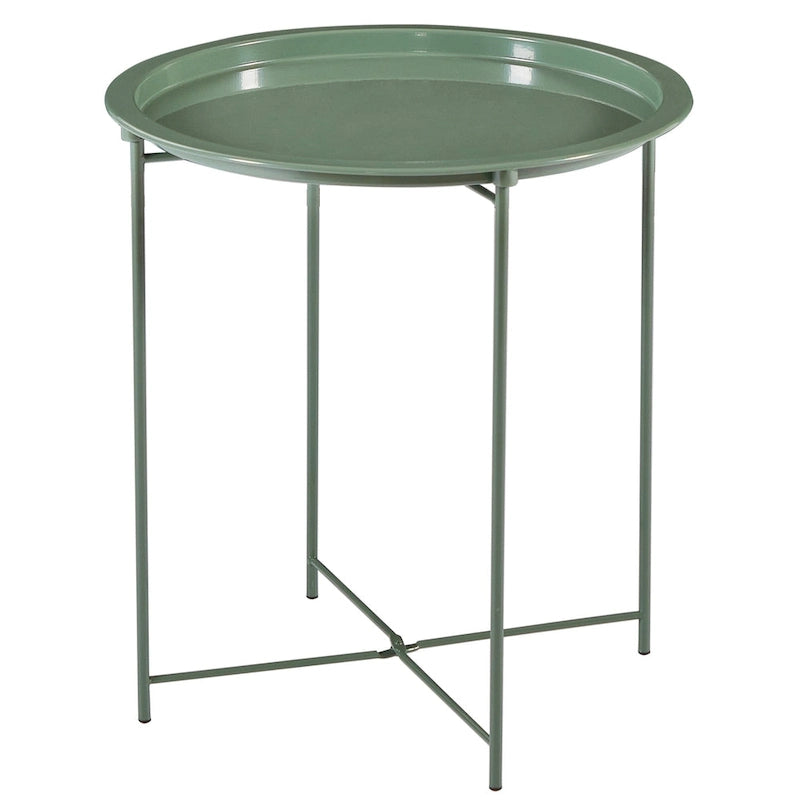 VECELO Side/End Table, Folding Round Metal Anti-Rust and Waterproof Outdoor for Living Room Bedroom,Nightstands