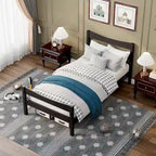 Gymax Twin Size Platform Bed Frame Foundation w/Headboard &Wood Slat - Espresso