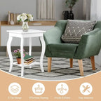 Set of 2 Accent Side Tables with Shelf - 16 x 16 x 24 (L x W x H)