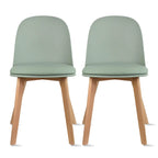 Set of 2 Dining Side Chair with Back Armless Plastic Seat Wooden Legs Kitchen Desk Task Computer