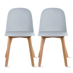 Set of 2 Dining Side Chair with Back Armless Plastic Seat Wooden Legs Kitchen Desk Task Computer