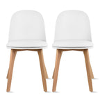 Set of 2 Dining Side Chair with Back Armless Plastic Seat Wooden Legs Kitchen Desk Task Computer