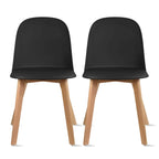 Set of 2 Dining Side Chair with Back Armless Plastic Seat Wooden Legs Kitchen Desk Task Computer