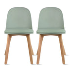 Set of 2 Dining Side Chair with Back Armless Plastic Seat Wooden Legs Kitchen Desk Task Computer