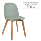 Set of 2 Dining Side Chair with Back Armless Plastic Seat Wooden Legs Kitchen Desk Task Computer