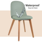 Set of 2 Dining Side Chair with Back Armless Plastic Seat Wooden Legs Kitchen Desk Task Computer