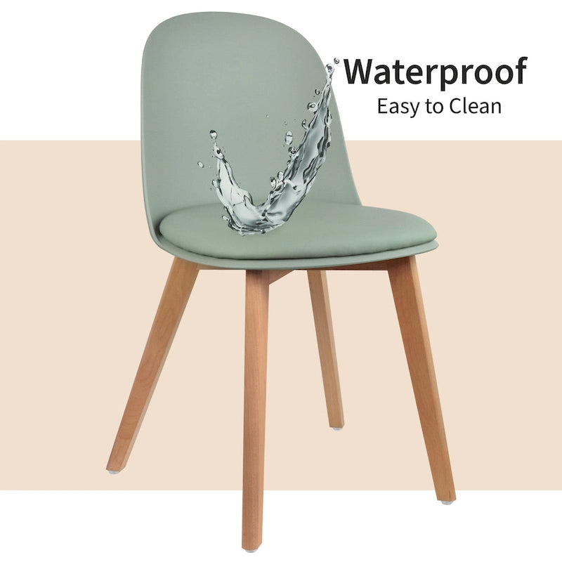 Set of 2 Dining Side Chair with Back Armless Plastic Seat Wooden Legs Kitchen Desk Task Computer