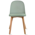 Set of 2 Dining Side Chair with Back Armless Plastic Seat Wooden Legs Kitchen Desk Task Computer