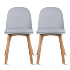 Set of 2 Dining Side Chair with Back Armless Plastic Seat Wooden Legs Kitchen Desk Task Computer