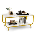 Costway Coffee Table 2-Tier Modern Marble Coffee Table with Storage - See Details