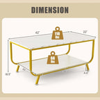 Costway Coffee Table 2-Tier Modern Marble Coffee Table with Storage - See Details