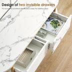Ivinta White Sofa Table, Modern Faux Marble Top, Console Table with Gold Metal Frame