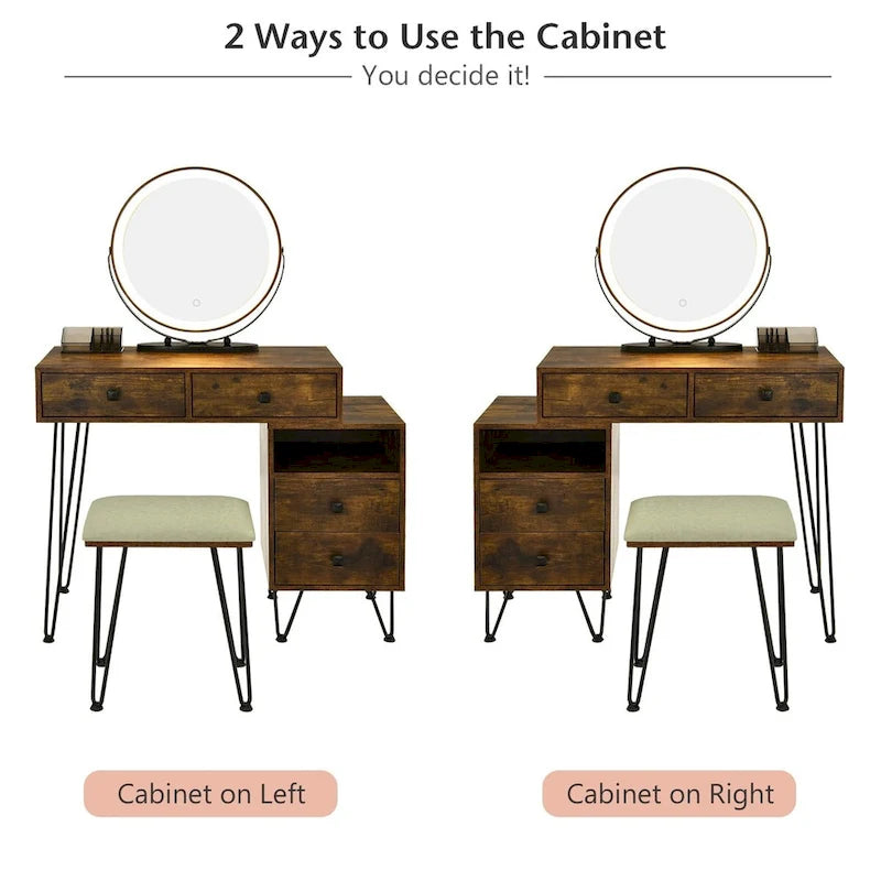 Modern Dressing Table with Storage Cabinet - 31.5 x 16 x 30 (L x W x H)