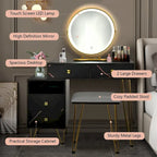 Modern Dressing Table with Storage Cabinet - 31.5 x 16 x 30 (L x W x H)