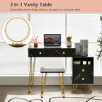 Modern Dressing Table with Storage Cabinet - 31.5 x 16 x 30 (L x W x H)