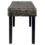 vidaXL Bench 43.3 Black Natural Kubu Rattan and Solid Mango Wood