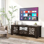 Gymax 55 Retro TV Stand Media Entertainment Center w/ Mirror Doors &