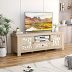 Gymax 55 Retro TV Stand Media Entertainment Center w/ Mirror Doors &
