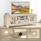 Gymax 55 Retro TV Stand Media Entertainment Center w/ Mirror Doors &