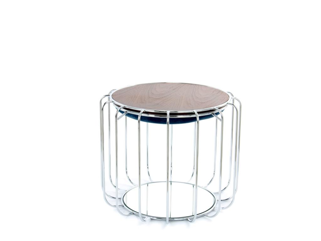 Reverse pouf, comfortable silver side table