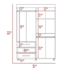 Denver Mobile Armoire with Rods, Double Door Cabinet, 3 Drawers, and 2 Shelves - N/A