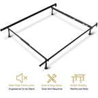 Clara Clark Expandable 4-Leg Support Metal Bed Frame - Queen, Full, Twin