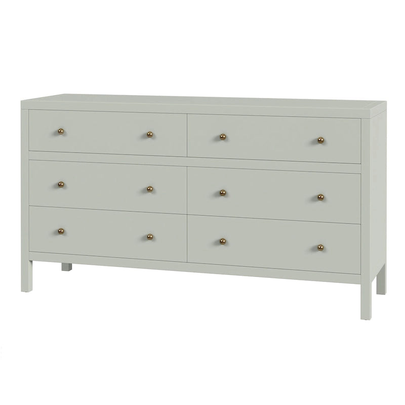 Nora 6-Drawer Wood Wide Dresser