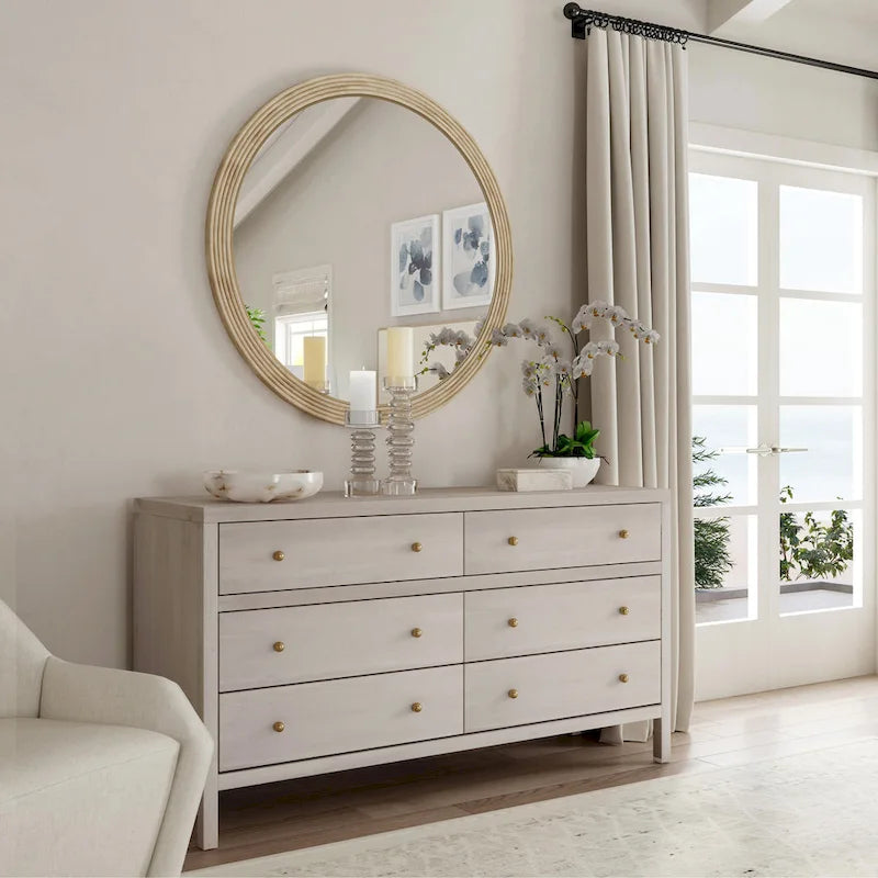 Nora 6-Drawer Wood Wide Dresser