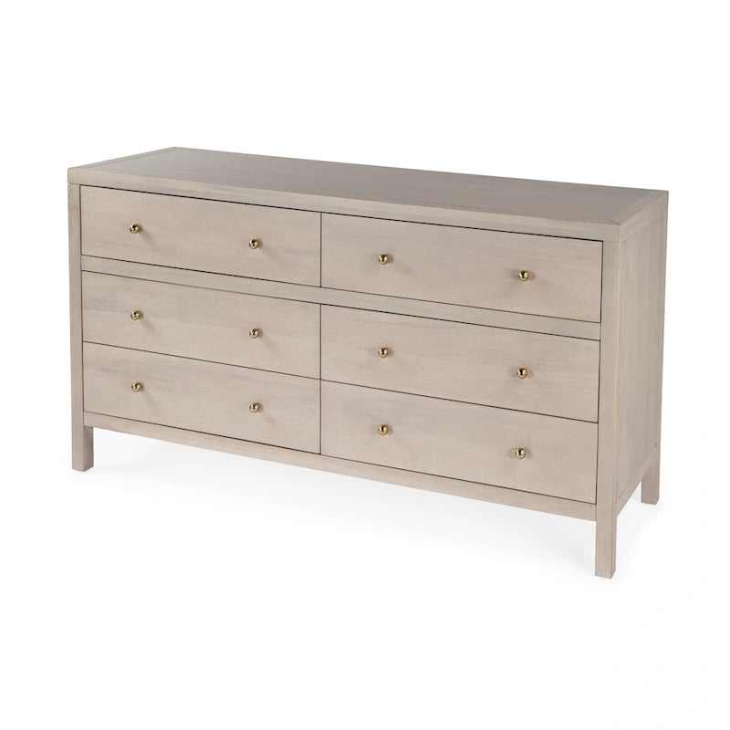 Nora 6-Drawer Wood Wide Dresser