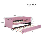 Twin Size Upholstered Daybed with Ergonomic Design Backrest and Trundle