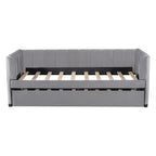 Twin Size Upholstered Daybed with Ergonomic Design Backrest and Trundle