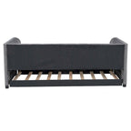 Twin Size Upholstered Daybed with Ergonomic Design Backrest and Trundle