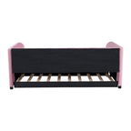 Twin Size Upholstered Daybed with Ergonomic Design Backrest and Trundle