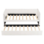 Twin Size Upholstered Daybed with Ergonomic Design Backrest and Trundle