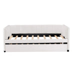 Twin Size Upholstered Daybed with Ergonomic Design Backrest and Trundle