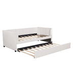 Twin Size Upholstered Daybed with Ergonomic Design Backrest and Trundle