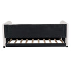 Twin Size Upholstered Daybed with Ergonomic Design Backrest and Trundle