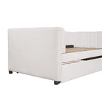 Twin Size Upholstered Daybed with Ergonomic Design Backrest and Trundle