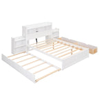 Merax Full Size Storage Platform Bed with Pull Out Shelves, Twin Size Trundle and 2 Drawers