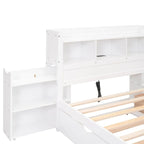 Merax Full Size Storage Platform Bed with Pull Out Shelves, Twin Size Trundle and 2 Drawers